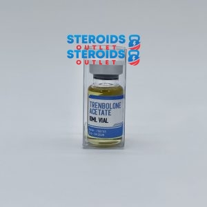 Frasco de suplemento de acetato de trembolona para crescimento e desempenho muscular.